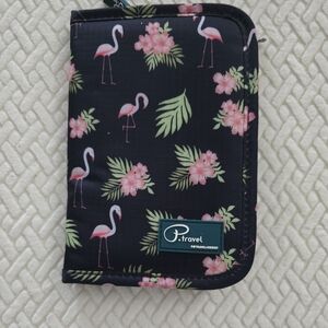 P.Travel Black Flamingo Print Wallet